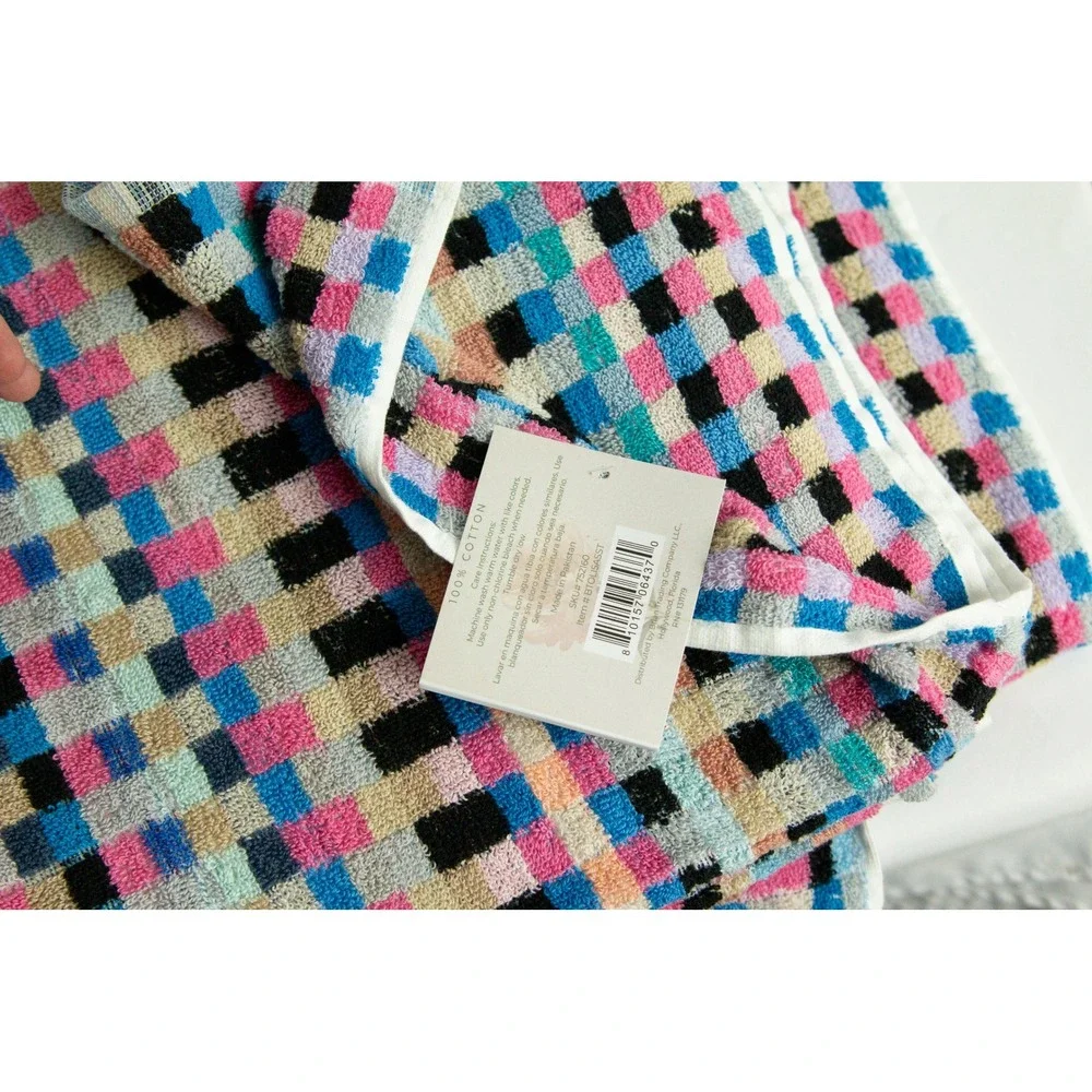 Modern Classic 100% Cotton Bath Towel Set Multi Color Checkered 30x52 2pc